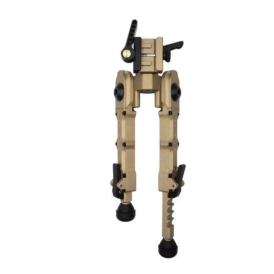 Bipiede AccuTac BR-4 G2 QD FDE – Vista frontale gambe estese in alluminio aeronautico | ZEM