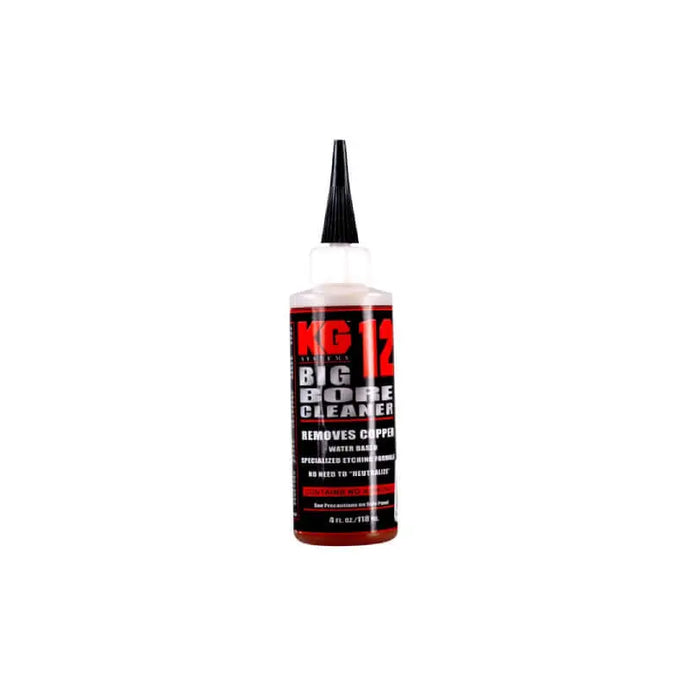 KG-12 Big Bore Cleaning Solvent for effective removal of copper residues from firearm barrels.
