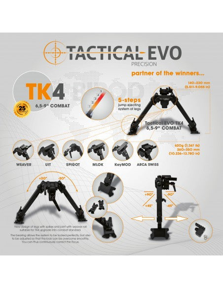 Carica immagine in Galleria Viewer, Bipiede TACTICAL EVO TK4 6,5-9&quot; COMBAT TACTICAL EVO
