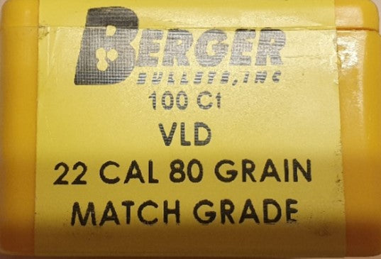 PALLE BERGER .22 - 80GR MATCH GRADE VLD 100PZ.