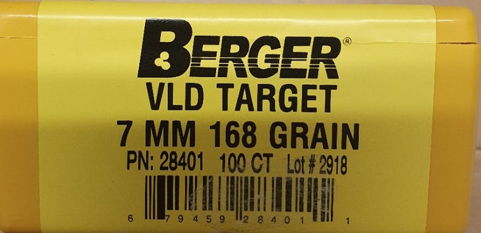 PALLE BERGER 7MM - 168GR VLD TARGET 100PZ.